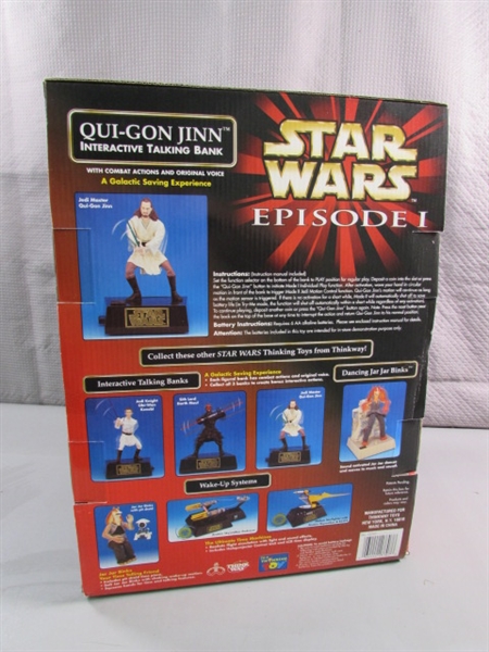NEW - STAR WARS EPISODE 1 QUI-GON JINN INTERACTIVE TALKING BANK - NEEDS BATTERIES