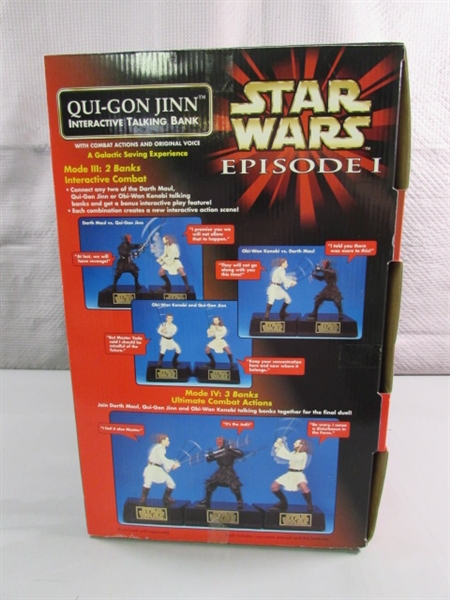 NEW - STAR WARS EPISODE 1 QUI-GON JINN INTERACTIVE TALKING BANK - NEEDS BATTERIES