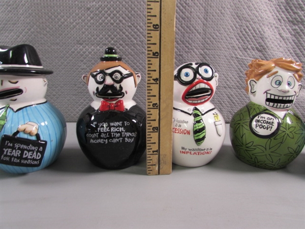 SET OF 6 FUN CHARACTER PIGGY BANKS