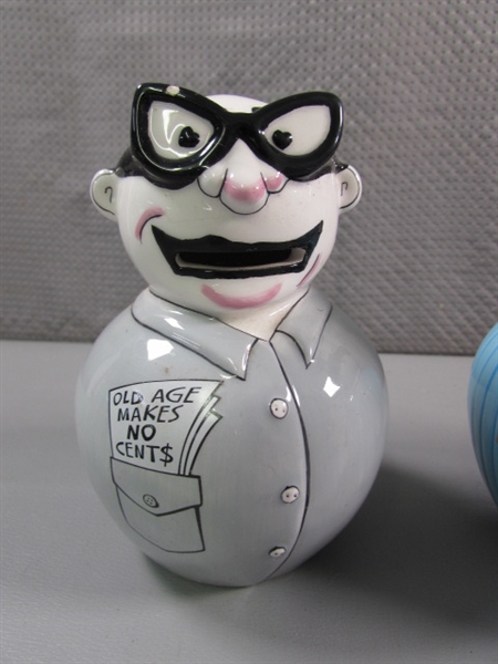 SET OF 6 FUN CHARACTER PIGGY BANKS