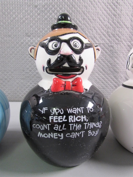 SET OF 6 FUN CHARACTER PIGGY BANKS