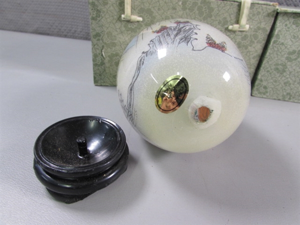 HAND PAINTED GLASS EGGS WITH BASES
