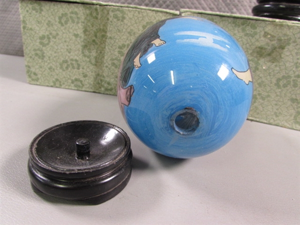 HAND PAINTED GLASS EGGS WITH BASES