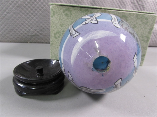 HAND PAINTED GLASS EGGS WITH BASES