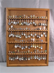 LARGE SOUVENIR SPOON COLLECTION ON DISPLAY BOARD