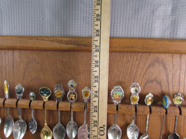 LARGE SOUVENIR SPOON COLLECTION ON DISPLAY BOARD