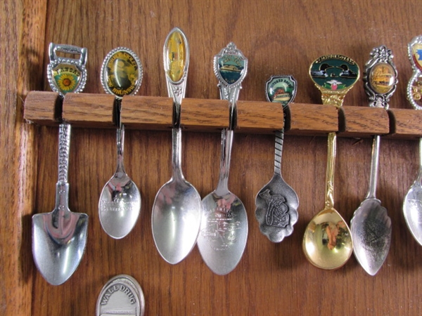 LARGE SOUVENIR SPOON COLLECTION ON DISPLAY BOARD