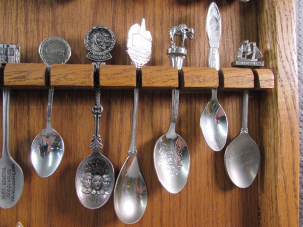 LARGE SOUVENIR SPOON COLLECTION ON DISPLAY BOARD