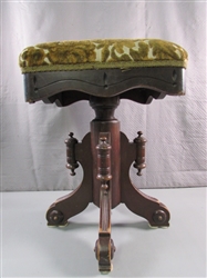 ANTIQUE EASTLAKE PIANO STOOL W/UPHOLSTERED SEAT