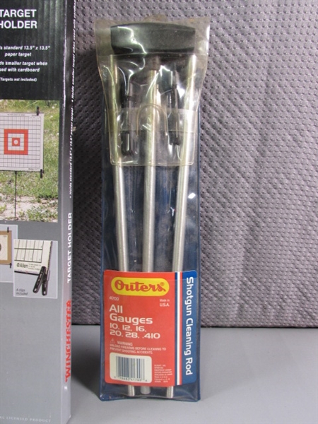RIFLE SCOPE, TARGET HOLDER, BOOKS & MORE