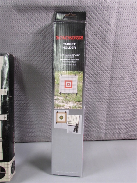 RIFLE SCOPE, TARGET HOLDER, BOOKS & MORE