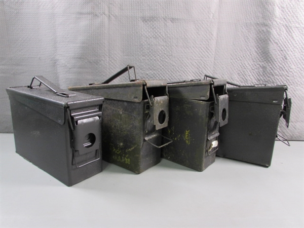 4 METAL AMMO BOXES