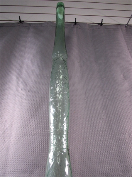 WROUGHT IRON WINE BOTTLE HOLDER/POURER & TALL ITALIAN BOTTLE