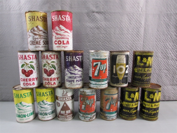 COLLECTION OF VINTAGE SODA & BEER TIN CANS