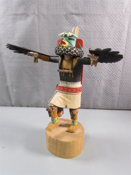 INTRICATELY CARVED EAGLE DANCER FIGURINE BY BRAD SEKAYUMPTEWA