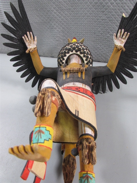 INTRICATELY CARVED EAGLE DANCER FIGURINE BY BRAD SEKAYUMPTEWA