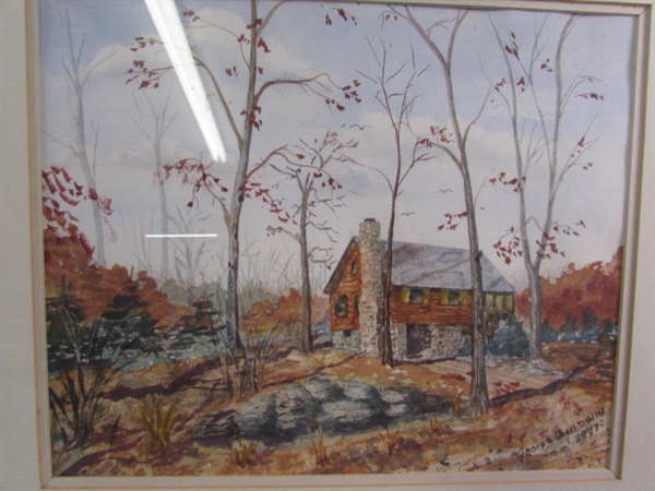 ORIGINAL WATERCOLOR - CABIN FRAMED & MATTED