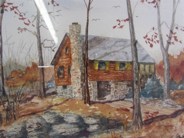 ORIGINAL WATERCOLOR - CABIN FRAMED & MATTED