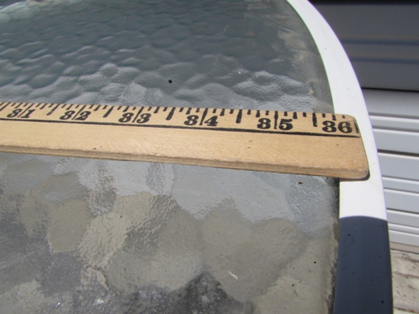 3 METAL & TEXTURED GLASS PATIO TABLES
