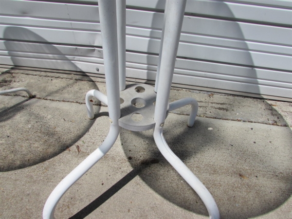 3 METAL & TEXTURED GLASS PATIO TABLES