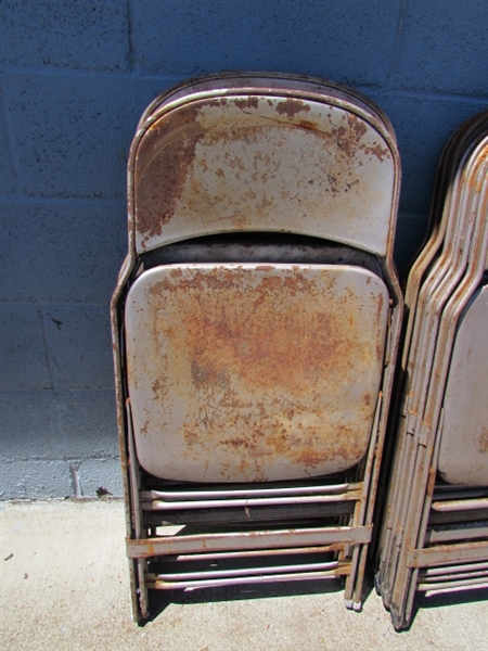 A DOZEN VINTAGE FOLDING METAL CHAIRS FROM AHS GYM