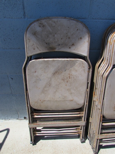 A DOZEN VINTAGE FOLDING METAL CHAIRS FROM AHS GYM