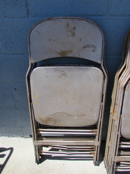 A DOZEN VINTAGE FOLDING METAL CHAIRS FROM AHS GYM