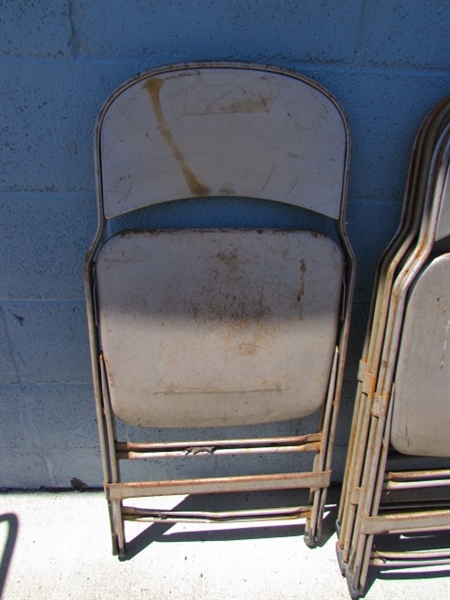 A DOZEN VINTAGE FOLDING METAL CHAIRS FROM AHS GYM