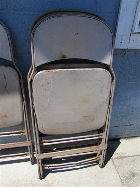 A DOZEN VINTAGE FOLDING METAL CHAIRS FROM AHS GYM