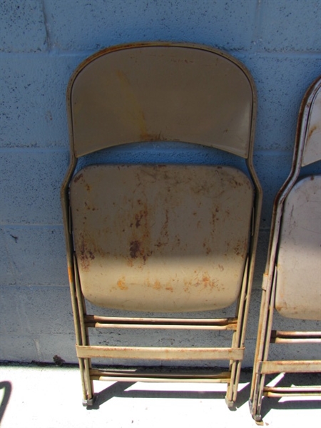 A DOZEN VINTAGE FOLDING METAL CHAIRS FROM AHS GYM