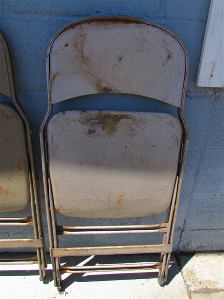 A DOZEN VINTAGE FOLDING METAL CHAIRS FROM AHS GYM