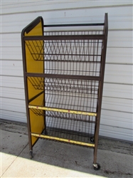 METAL M&M STORE DISPLAY RACK ON WHEELS