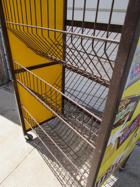 METAL M&M STORE DISPLAY RACK ON WHEELS