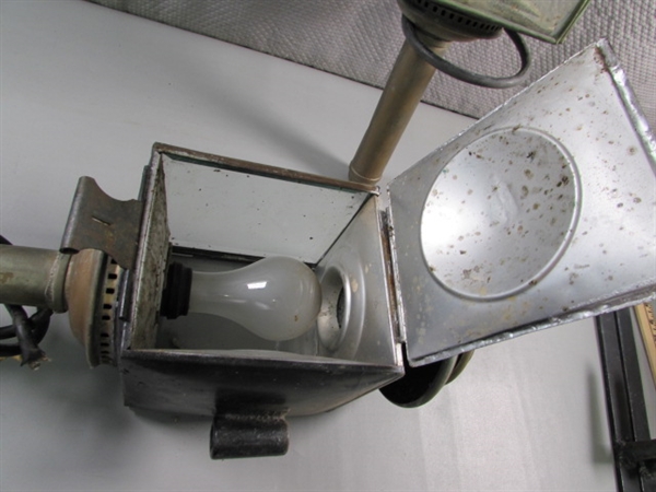 PAIR OF ANTIQUE ELECTRIFIED LANTERNS W/BRACKETS