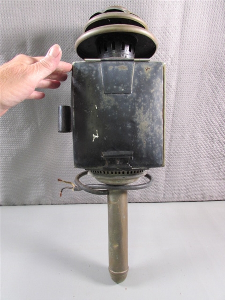 PAIR OF ANTIQUE ELECTRIFIED LANTERNS W/BRACKETS