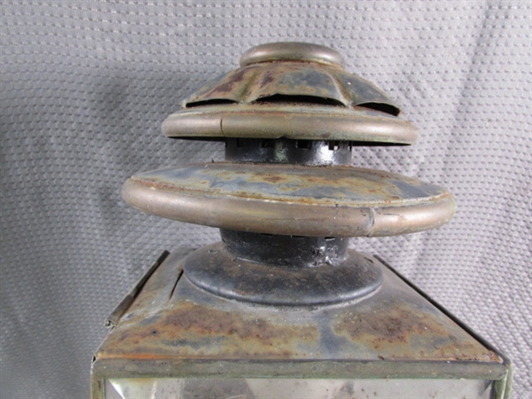 PAIR OF ANTIQUE ELECTRIFIED LANTERNS W/BRACKETS