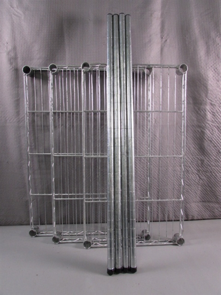 3-TIER METAL SHELF UNIT - NEEDS SHELF CLIPS