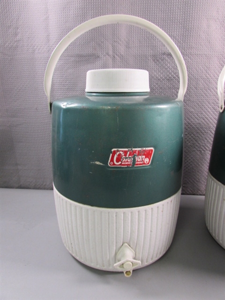 PAIR OF COLEMAN INSULATED DRINK COOLER/DISPENSERS WITH CUPS