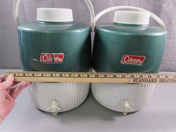 PAIR OF COLEMAN INSULATED DRINK COOLER/DISPENSERS WITH CUPS