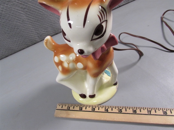 VINTAGE 1950'S BAMBI FAWN TABLE LAMP - WORKS