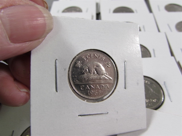 CANADIAN PENNIES, NICKELS, DIMES AND A QUARTER