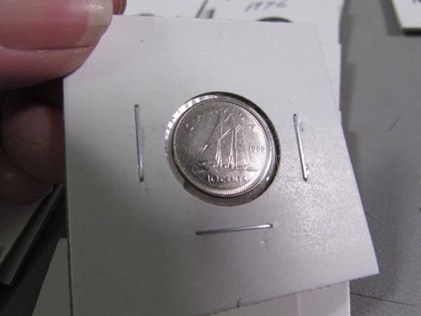 CANADIAN PENNIES, NICKELS, DIMES AND A QUARTER