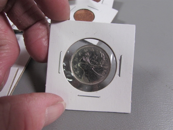 CANADIAN PENNIES, NICKELS, DIMES AND A QUARTER