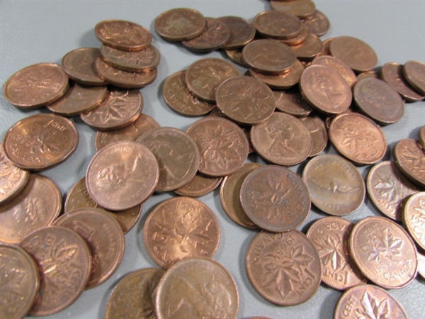 CANADIAN PENNIES, NICKELS, DIMES AND A QUARTER