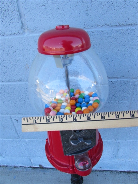 GUMBALL MACHINE ON CAST IRON STAND