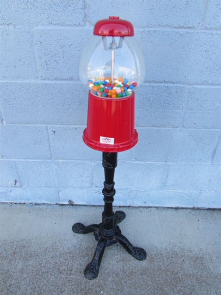 GUMBALL MACHINE ON CAST IRON STAND