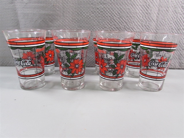 16 VINTAGE STYLE SODA FOUNTAIN COCA-COLA GLASSES