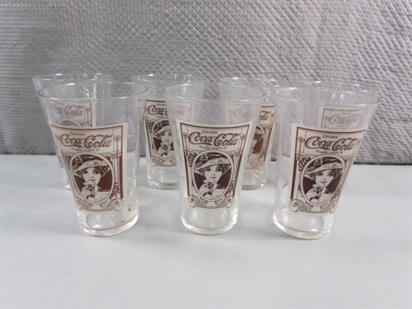 16 VINTAGE STYLE SODA FOUNTAIN COCA-COLA GLASSES