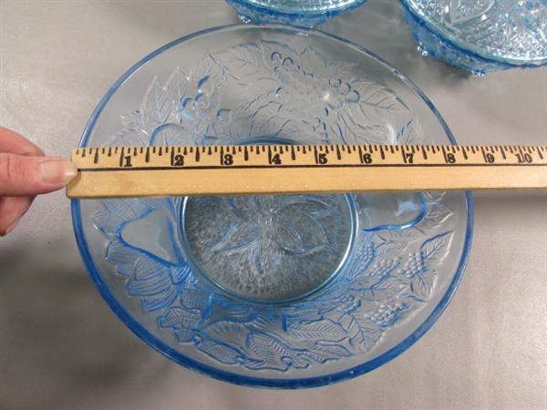 NEW LIGHT BLUE PRESSED GLASS BOWLS & CANDY DISHES W/LIDS