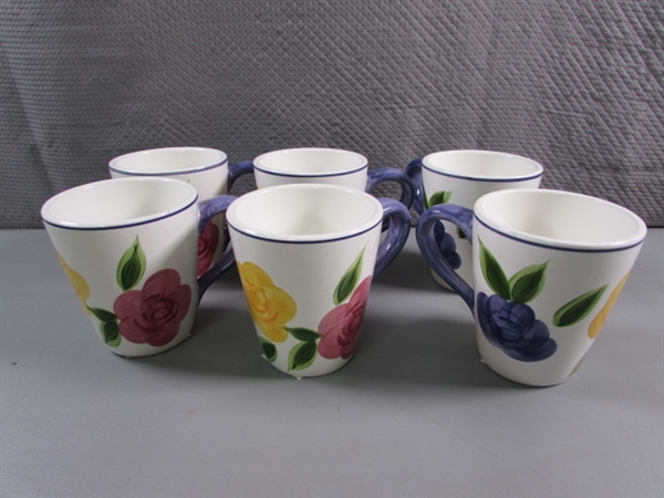 SALAD BOWL & 6 MATCHING MUGS - NEW